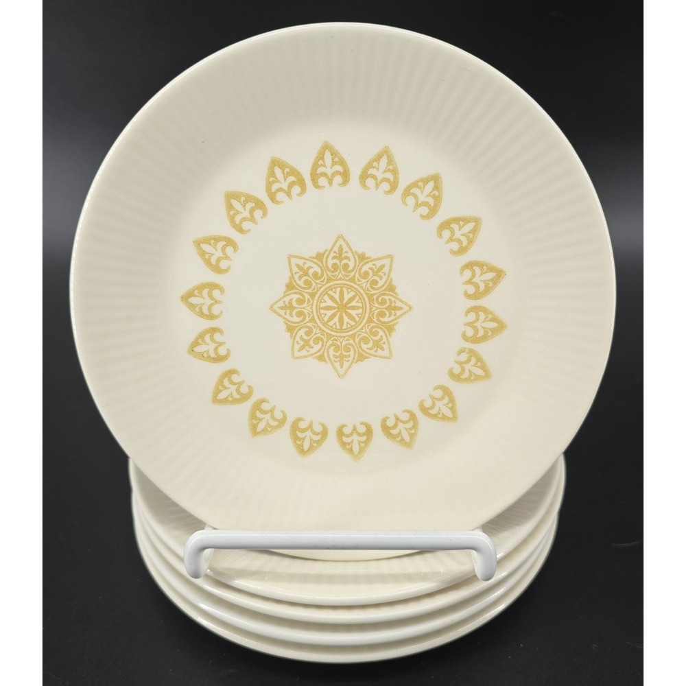 Set of‎ 5 Sheffield USA SERENADE Bread Plates Ivory Tan Mandala Vintage 5" MCM